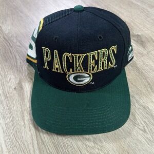 VTG Sports Specialties Green Bay Packers Laser Snapback Hat NFL Black‎ Wool Cap